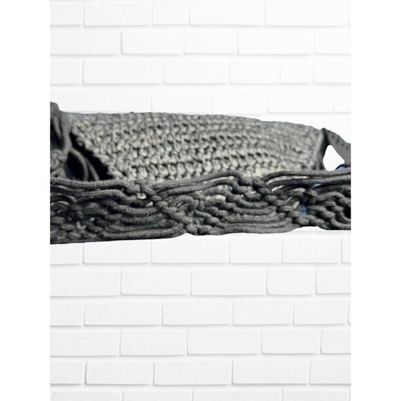 Primark Purse Raffia Macrame Shoulder Strap Crossbody Bag Black Woven - Picture 11 of 11